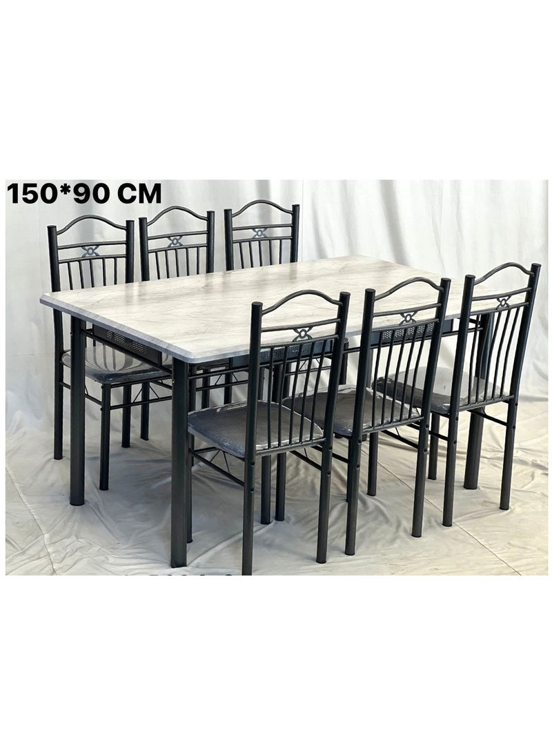 طقم طاولة طعام 7 قطع مع 6 كراسي مقاس 150*90 سم