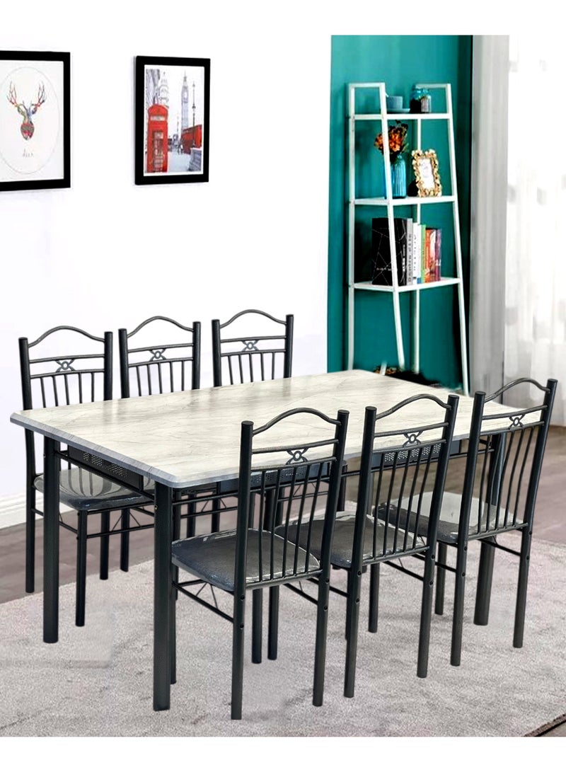 طقم طاولة طعام 7 قطع مع 6 كراسي مقاس 150*90 سم