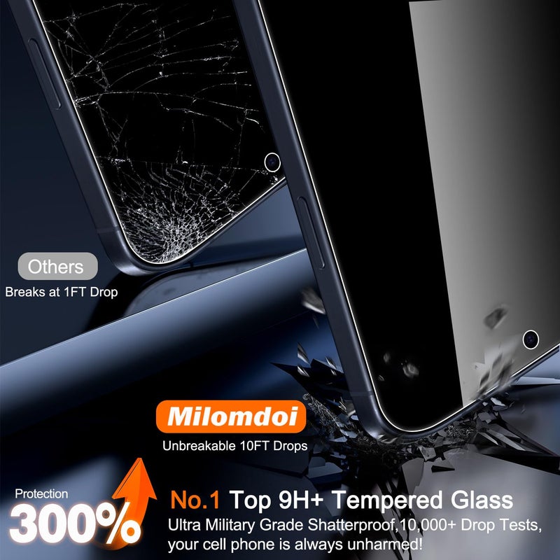 Milomdoi 3 Pack Privacy Screen Protector for iPhone 17 Pro [Phone Case Friendly] Accessories Private Film, 3 Pacs Tempered Glass Camera Lens Protector, with Mounting Frame for Apple Anti Spy - Image 4