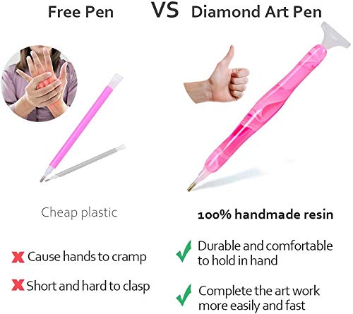 RovyFota Diamond Painting Pen, Handmade Resin Diamond Painting Pens with Glue Clay and Various Tips, More Comfortable and Faster, 5D Diamond Painting Tools for Diamond Paintings Hobby (Pink) - Image 3