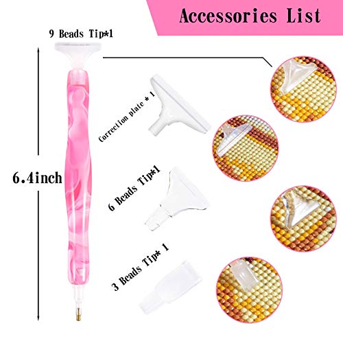 RovyFota Diamond Painting Pen, Handmade Resin Diamond Painting Pens with Glue Clay and Various Tips, More Comfortable and Faster, 5D Diamond Painting Tools for Diamond Paintings Hobby (Pink) - Image 2