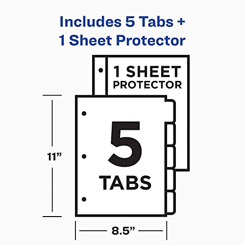 Avery Clear Easy View Durable Plastic Dividers for 3 Ring Binders, 5-Tab Set, Bright Multicolor, 1 Set (16740) - Image 4