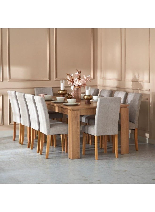 طقم سفرة مودرن 10 كراسي مع ترابيزة مستطيلة 240×100×76 سم خشب MDF وقماش كتان
