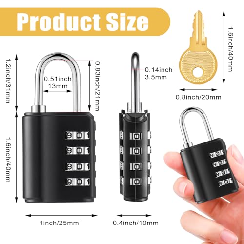 Kenning 10 Pcs Combination Padlock 4 Digit Combination Lock with Keys Locker Resetable Security Outdoor Waterproof Gate Lock for School Sports Gym Locker Employee Fence Case Black - Image 3