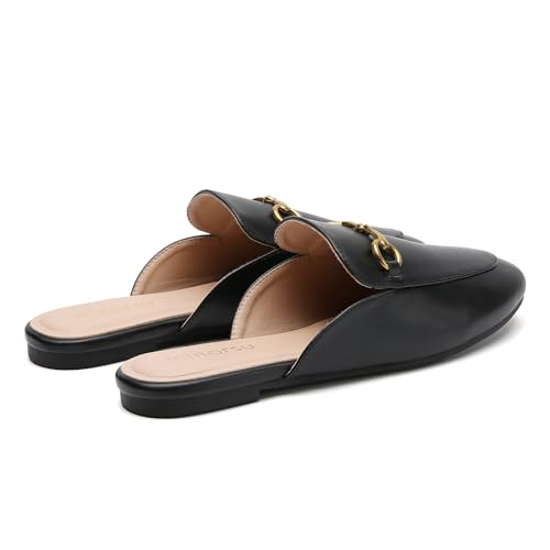 Minorsu Buckle Mules for Women Round Toe Backless Flat Mules Slides Mules Shoes Ladies Slip-on Loafers - Image 5