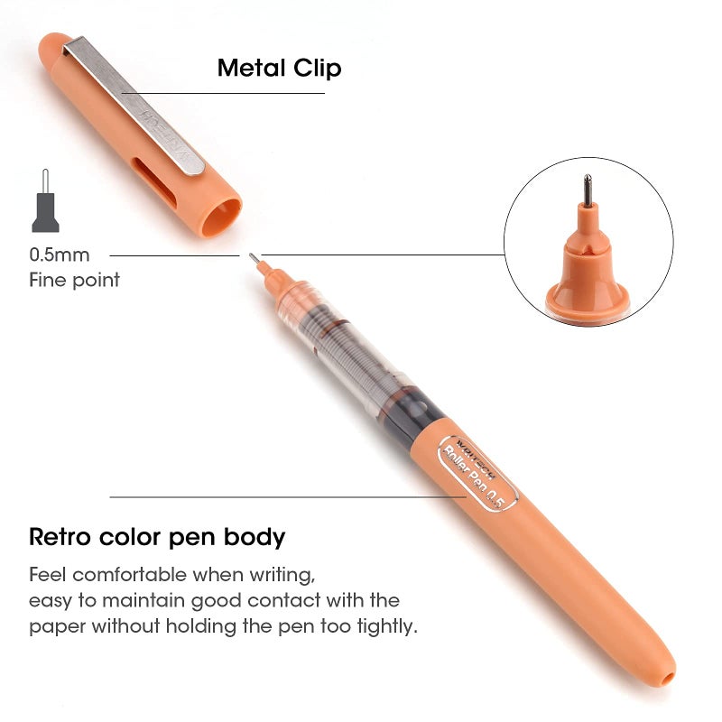 WRITECH Liquid Ink Rollerball, 0.5mm Extra Fine Point, Smooth Writing Quick Dry Roller Pens 8 Assorted Colors for Journaling, Drawing & Sketching (Vintage) - Image 3