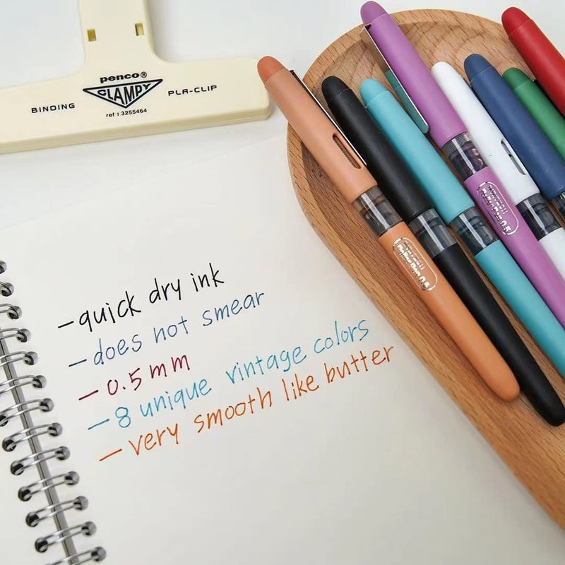 WRITECH Liquid Ink Rollerball, 0.5mm Extra Fine Point, Smooth Writing Quick Dry Roller Pens 8 Assorted Colors for Journaling, Drawing & Sketching (Vintage) - Image 4