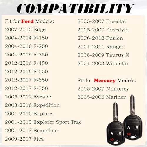 MechanMagic Key Fob Replacement Fits for CWTWB1U793 Ford F-150 2004-2014 F-250 F-350 F-450 Flex 2009-2017 Explorer 2001-2015 Escape Ranger Fusion Econoline Mercury Keyless Entry Remote Control 2 Sets - Image 3