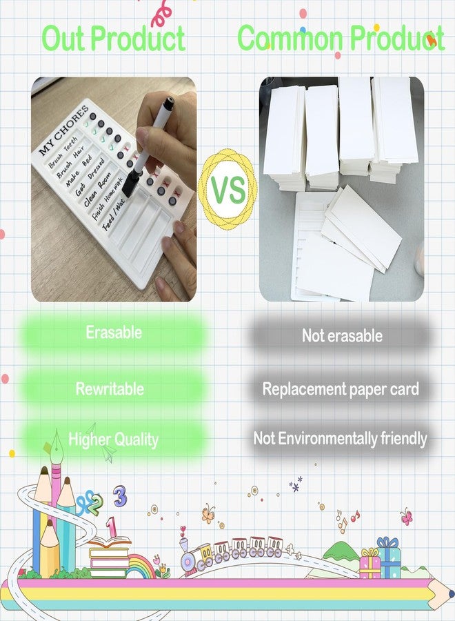Teniinet Erasable Chore Chart for Kids with Markers and Wall Hook,Sliding Daily Routine Chores Chart for Kids and Adults(1Pcs Green) - Image 5