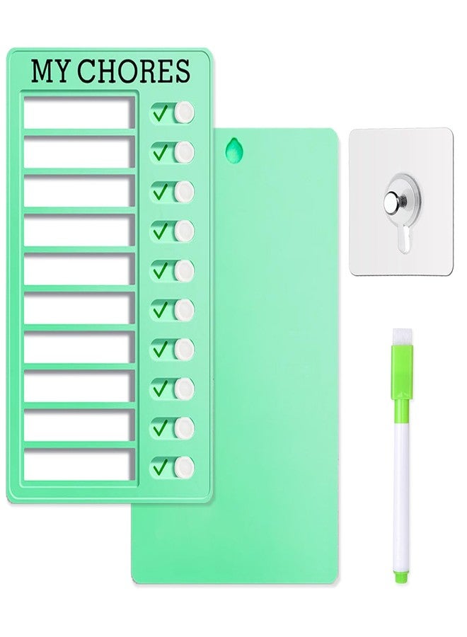 Teniinet Erasable Chore Chart for Kids with Markers and Wall Hook,Sliding Daily Routine Chores Chart for Kids and Adults(1Pcs Green) - Image 1