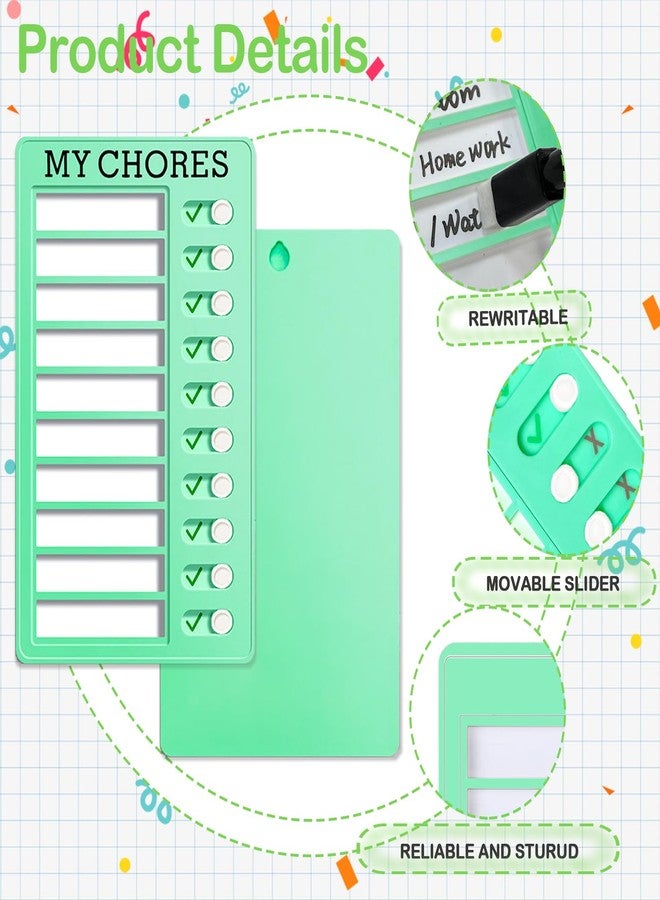 Teniinet Erasable Chore Chart for Kids with Markers and Wall Hook,Sliding Daily Routine Chores Chart for Kids and Adults(1Pcs Green) - Image 2