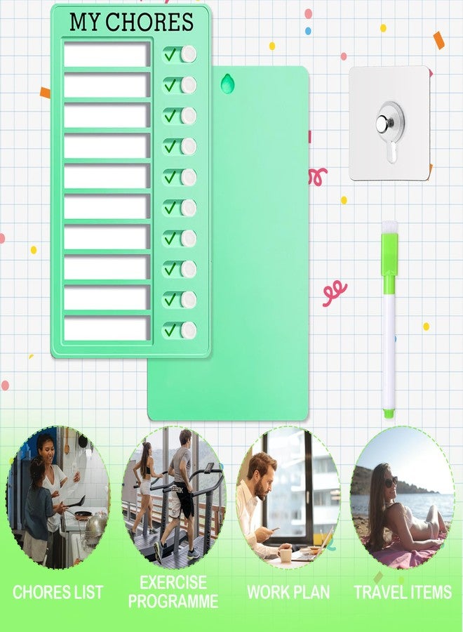 Teniinet Erasable Chore Chart for Kids with Markers and Wall Hook,Sliding Daily Routine Chores Chart for Kids and Adults(1Pcs Green) - Image 3
