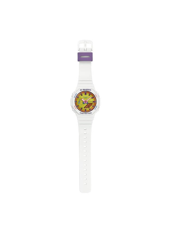 G-SHOCK ساعة أنالوج-ديجيتال GMA‑S2100BS‑7A، 42.9 مم قرص أصفر، حزام ريزين أبيض، مقاومة للصدمات، 200 م مقاومة للماء - Image 3