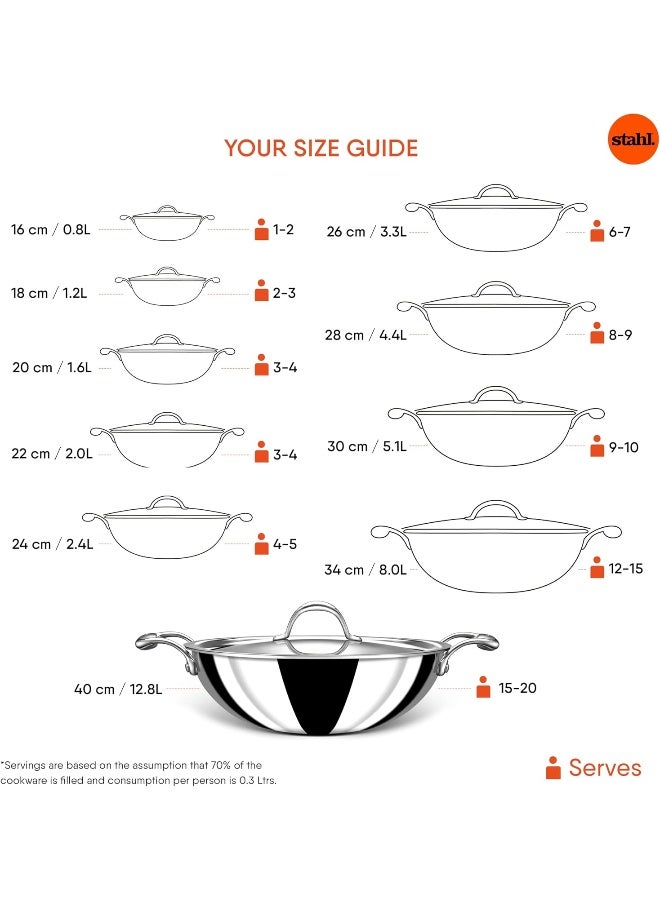 Stahl قدر ستال من الحديد الزهر بدون غطاء | قدر مينا، مقاوم للصدأ | قاعدة غاز واندكشن مع مقابض ستانلس ستيل تبقى باردة | قدر خفيف الوزن مقاوم للالتصاق | أواني طهي من الحديد الزهر - Image 3