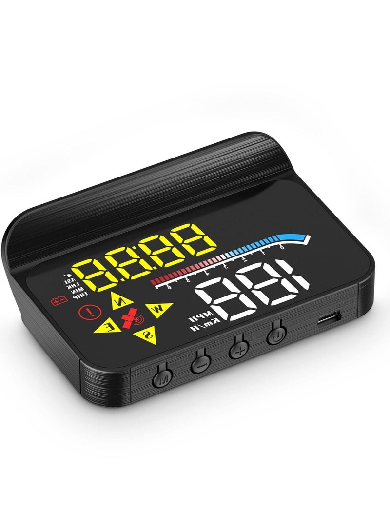 Heads up Display for Cars, Upgrade Universal Car HUD Dual Mode OBD2/GPS System Projector Car, Digital Speedometer car mph, with Speed, OverSpeed Alarm, KMH/MPH, Mileage Measurement - Image 1