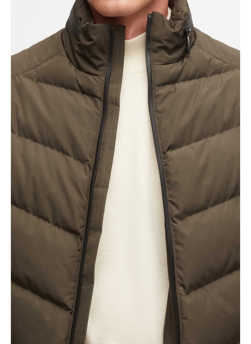 twn Slim Fit Khaki Concealable Hooded Fiberfill Windproof Jacket  - Image 4