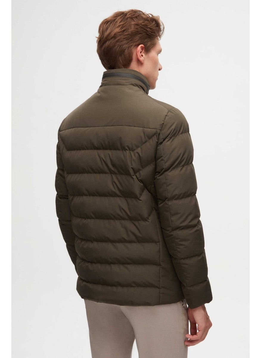 twn Slim Fit Khaki Concealable Hooded Fiberfill Windproof Jacket  - Image 5