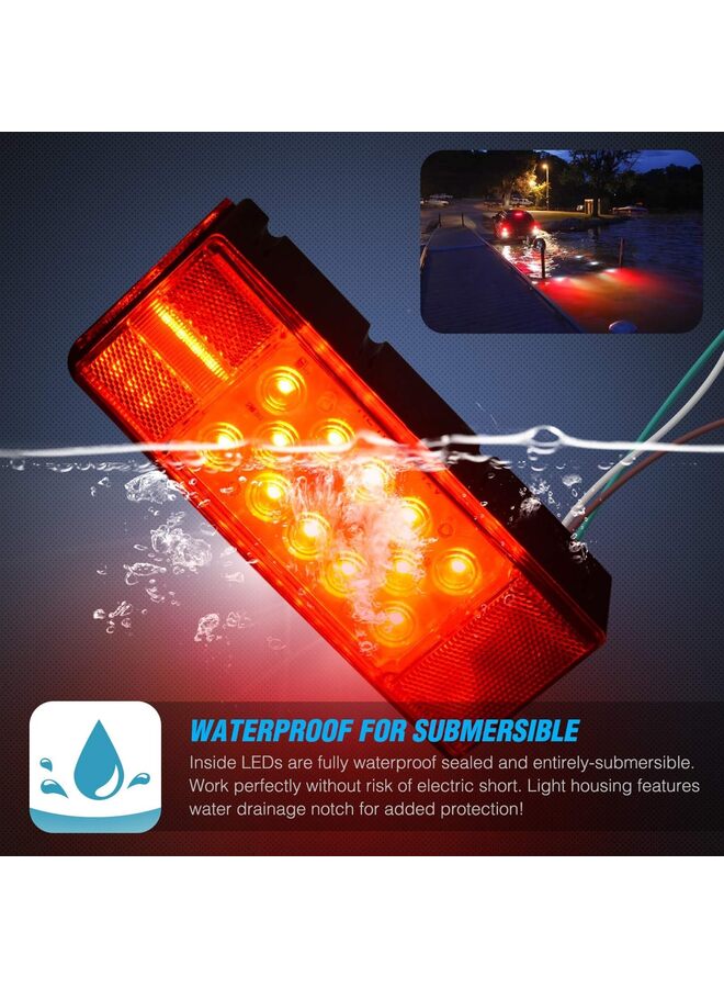 طقم TL-20 2 قطعة للغواصات، مصباح إشارة توقف خلفي LED مستطيل الشكل منخفض الارتفاع، ضوء علامة جانبية على شاحنات البيك أب RV 12 فولت والقوارب البحرية والمقطورات - Image 3