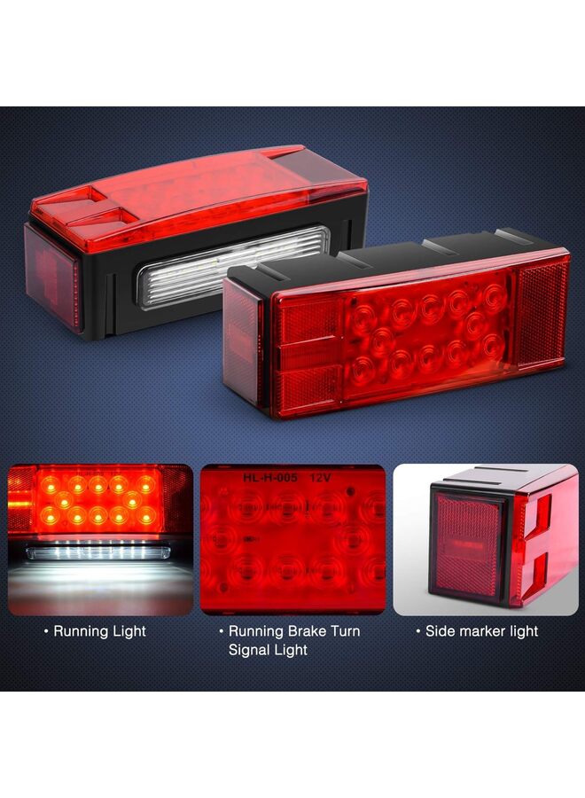 طقم TL-20 2 قطعة للغواصات، مصباح إشارة توقف خلفي LED مستطيل الشكل منخفض الارتفاع، ضوء علامة جانبية على شاحنات البيك أب RV 12 فولت والقوارب البحرية والمقطورات - Image 2