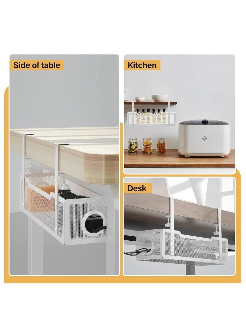 Arabest صينية إدارة الكابلات تحت المكتب، أذرع معدنية طويلة (3.9 بوصة)، صينية كابلات شبكية بدون حفر، صندوق إدارة الكابلات للمكتب، منظم كابلات المكتب، عبوة واحدة، أبيض - Image 5