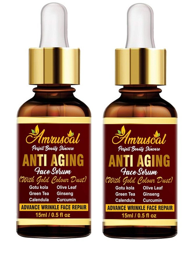 AMRUSOAL 24k Gold Dust Anti Aging Face Serum - PACK OF TWO | Active Anti-wrinkle Collagen Serum | Vitamin C serum - Image 2