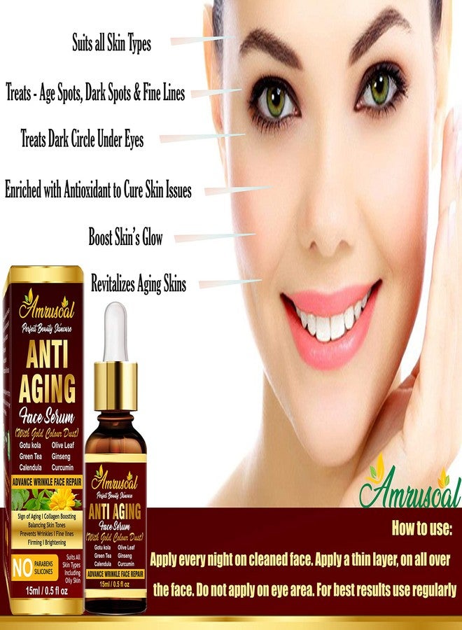 AMRUSOAL 24k Gold Dust Anti Aging Face Serum - PACK OF TWO | Active Anti-wrinkle Collagen Serum | Vitamin C serum - Image 4