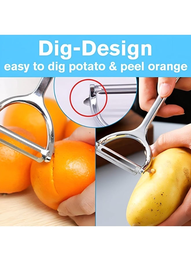 Stainless Steel Fruit & Vegetable Peelers – Sharp Serrated Blade, Multi-Purpose Kitchen Peeler for Quick, Easy & Smooth Peeling - Image 4