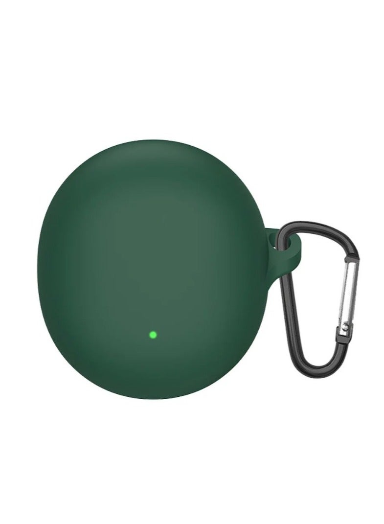 Compatible with OPPO Enco Air3 Case Shockproof Silicone Earphone Cover Solid Color hearphone Accessories For Enco Air 3 box with hook（Green） - Image 1