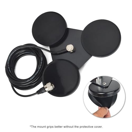 YNIBST Heavy-Duty SO239 Magnetic Antenna Mount Base with Triple Magnets,W/5M(16.4 ft) RG-58 Cable PL-259 Plug,for Mobile Ham Radio Antenna - Image 5