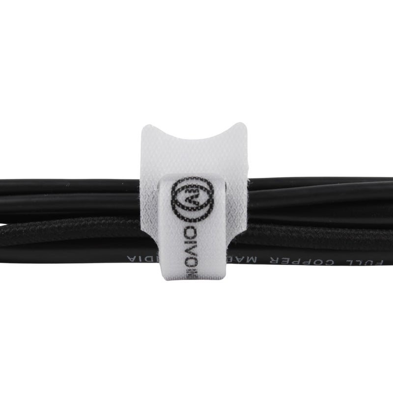 OIVO INDIA OIVO INDIA 100PCS Fastening Cable Ties Reusable Premium 6Inch Adjustable Cord Ties Microfiber Cloth Cable Management Straps Hook Loop Cord Organizer Wire Ties Reusable White Colors  - Image 5