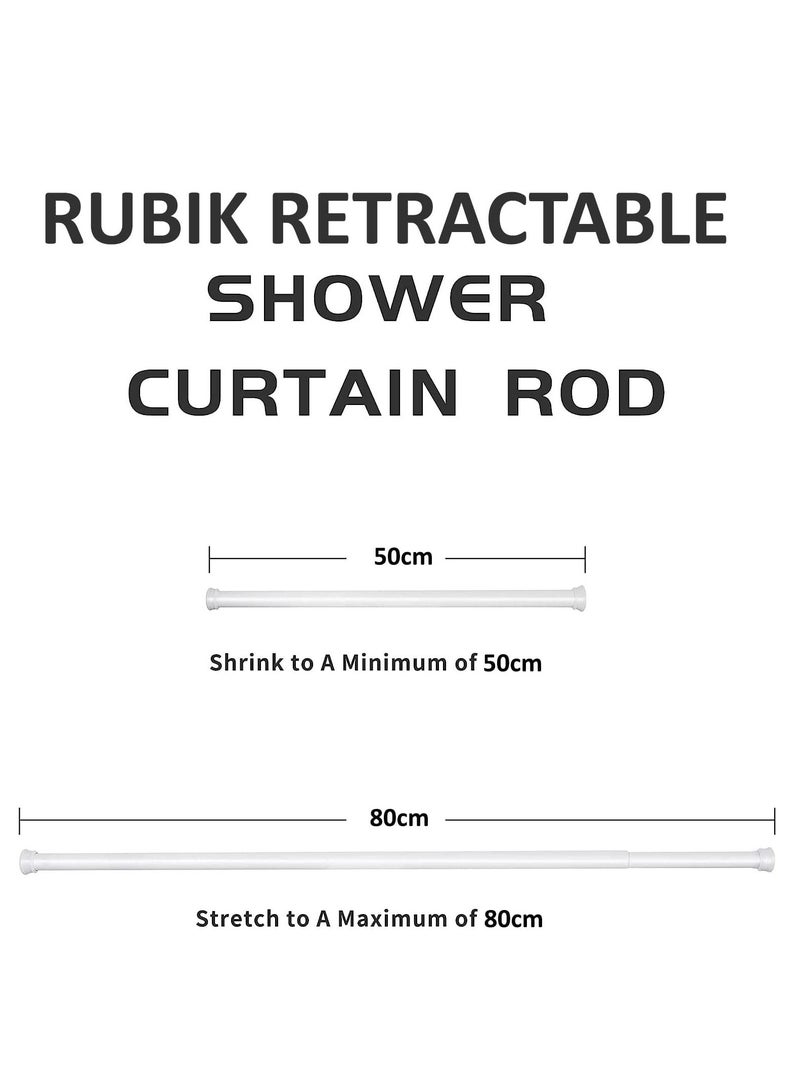 Rubik Cabinet Hanger Shower Curtain Rod Adjustable 50-80cm,Thick & Extendable Telescopic Length Tension Bar Painted Surface No Drill Type for Bathroom Shower Bathtub Cabinet (50 x 80 cm, White)  - Image 2