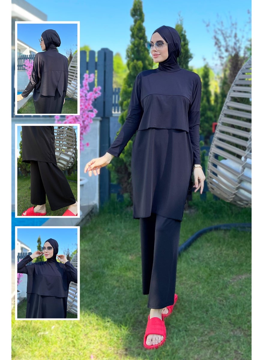 Remsa Mayo Remsa Swimsuit Wide Leg Full Covered Hijab Swimsuit Scissors R072 Ayşenur  - Image 1