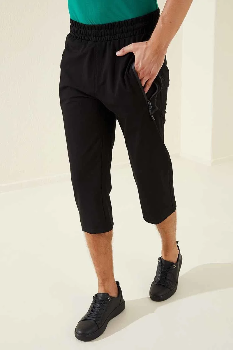 تومي لايف Black Men's Zipper Pocket Standard Fit Classic Leg Capri-83091_01