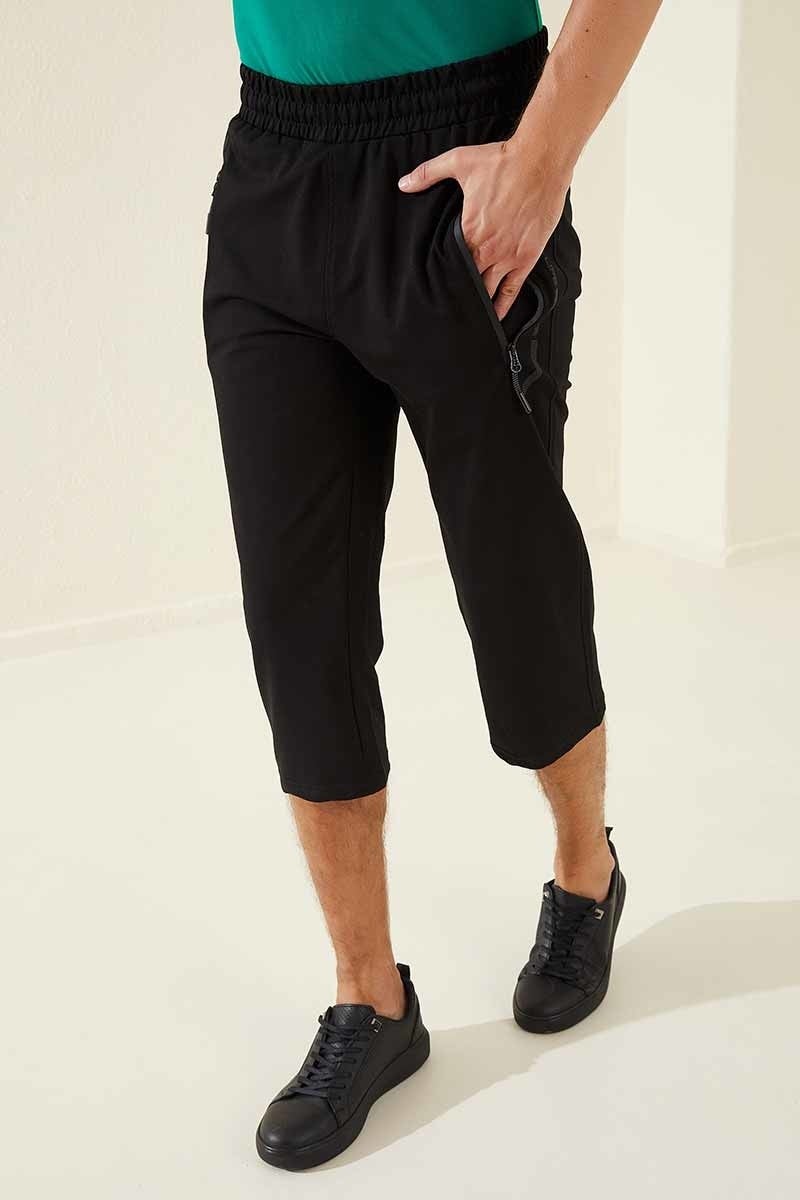 Tommy Life Black Men's Zipper Pocket Standard Fit Classic Leg Capri-83091_01  - Image 2