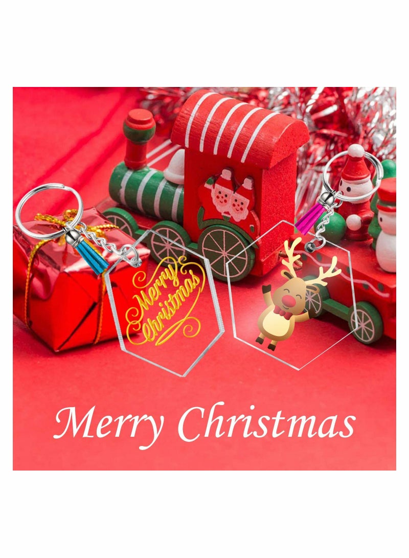 Acrylic Keychain Blanks, with Tassels Kit Bulk, Includes 30 Pcs Acrylic Clear Hexagon Disc (2 Inch), 30 Pcs Key Rings, 30 Pcs Jump Rings Chains and 30 Pcs Tassels for DIY Keychain Crafting - Image 4