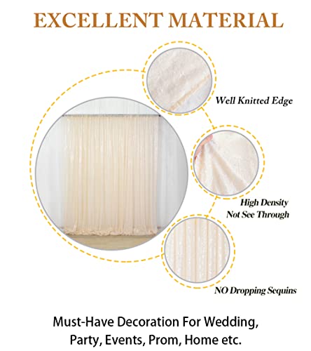 ShiDianYi 4FTX6FT-Ivory-SEQUIN Photo Backdrop, Beige Wedding Photo Booth, Photography Background Ivory Sequin Backdrop Curtain Glitter Backdrop for Parties - Image 4