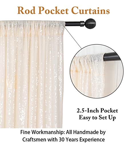 ShiDianYi 4FTX6FT-Ivory-SEQUIN Photo Backdrop, Beige Wedding Photo Booth, Photography Background Ivory Sequin Backdrop Curtain Glitter Backdrop for Parties - Image 5