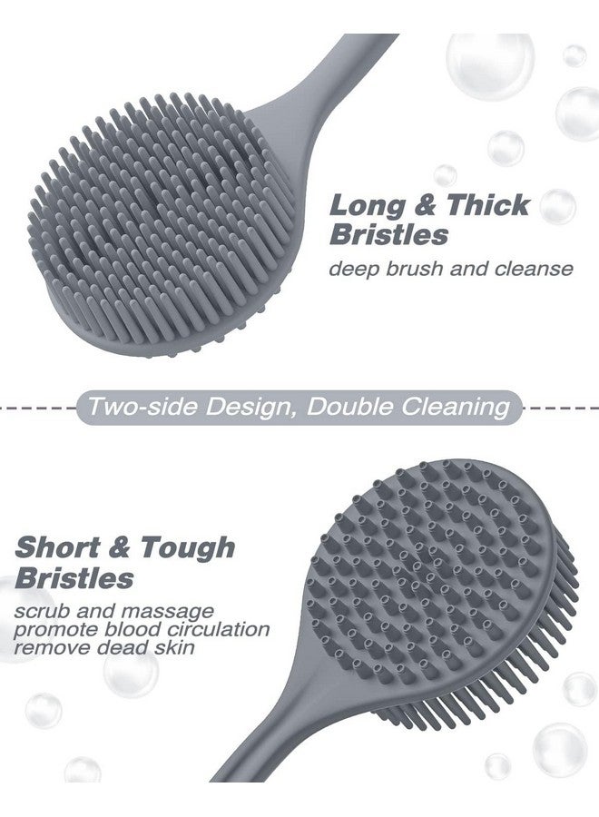 KESHAVAM Silicone Back Scrubber for Shower - Long Handle Body Brush for Exfoliating & Deep Cleansing, Soft Bristles Bath Brush for Dry & Wet Skin, Back Washer for Men & Women, Includes Wall Hook - Image 3