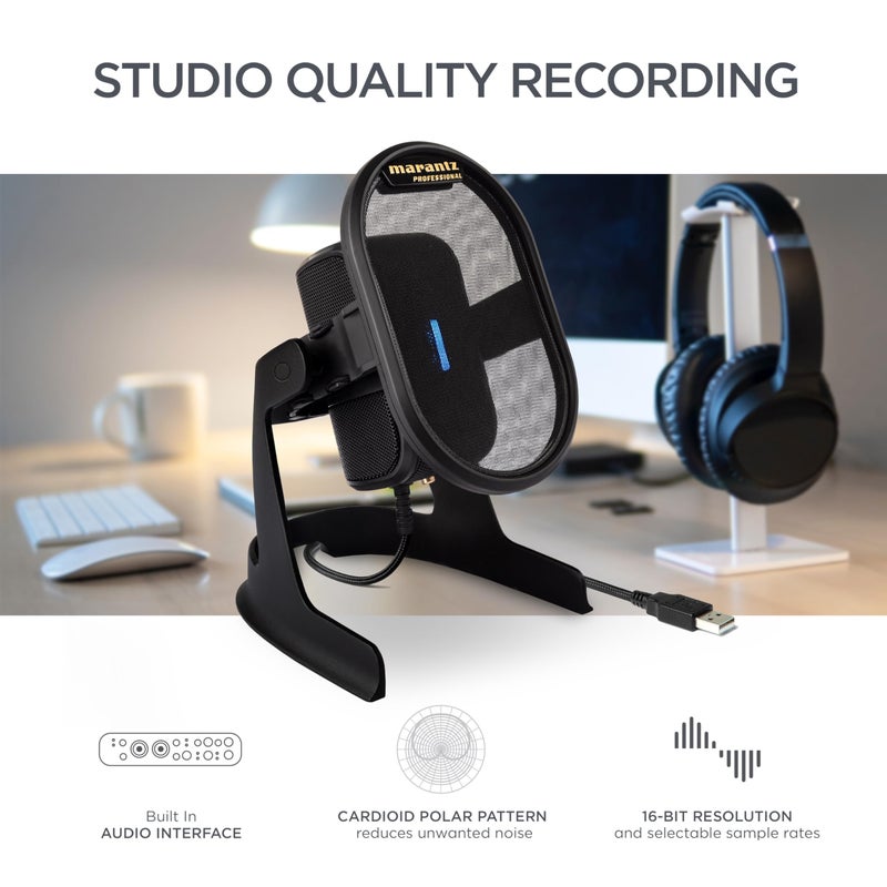 Marantz Professional Umpire - USB Microphone for Recording, Podcasting, Streaming and Gaming with Desktop Stand, Pop Filter and Shockmount, Black - Image 5