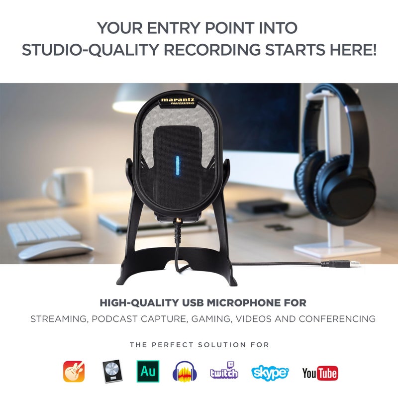 Marantz Professional Umpire - USB Microphone for Recording, Podcasting, Streaming and Gaming with Desktop Stand, Pop Filter and Shockmount, Black - Image 3