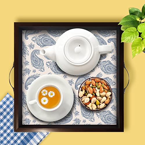 PAPER PLANE DESIGN Wooden Serving Tray for Serving, Square Large Serving Tray Table Decoration (Square 12 INCH) (A) - Image 3