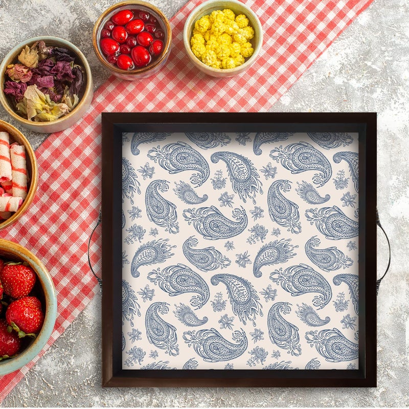 PAPER PLANE DESIGN Wooden Serving Tray for Serving, Square Large Serving Tray Table Decoration (Square 12 INCH) (A) - Image 2