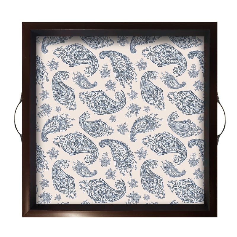 PAPER PLANE DESIGN Wooden Serving Tray for Serving, Square Large Serving Tray Table Decoration (Square 12 INCH) (A) - Image 1