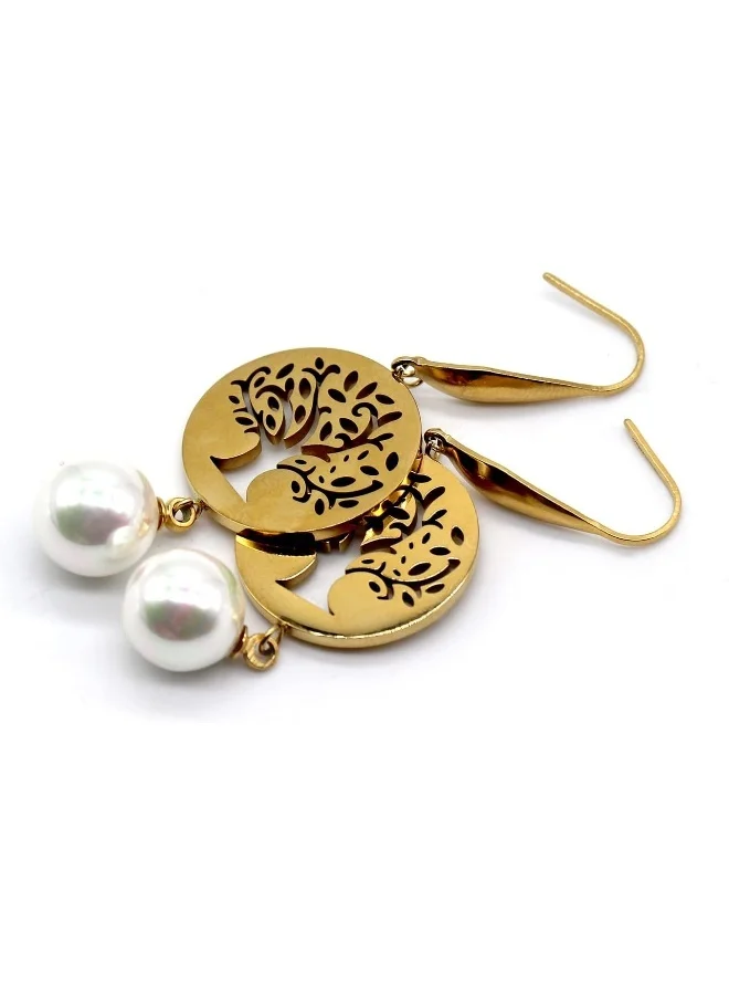 لي كوبر أقراط نسائية من الفولاذ المقاوم للصدأ بطلاء ذهبي