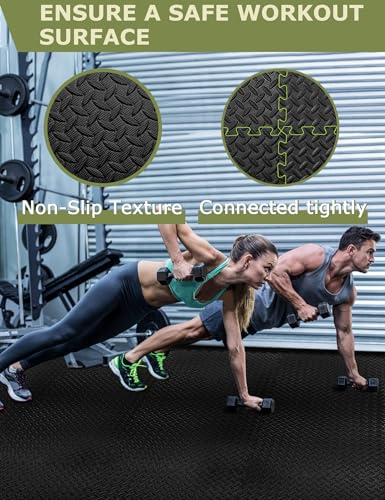 innhom Gym Flooring Gym Mats Exercise Mat for Floor Workout Mat Foam Floor Tiles for Home Gym Equipment Garage, 12 Black - Image 5