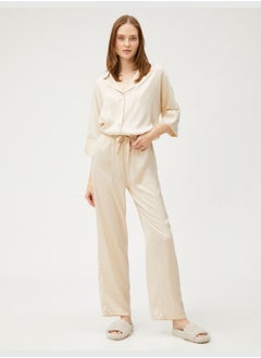 KOTON Satin Elastic Wait Straight Leg Pyjama Bottom  - Image 1