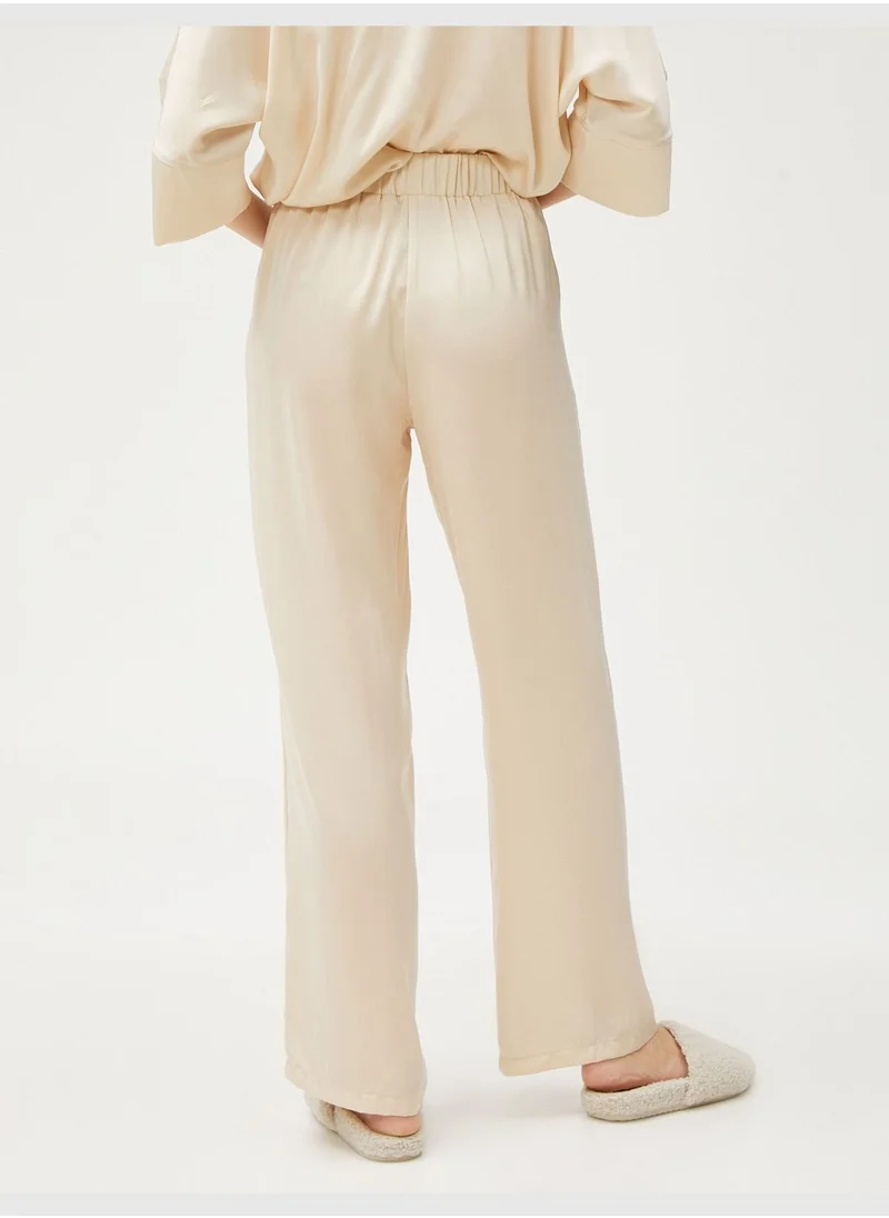 KOTON Satin Elastic Wait Straight Leg Pyjama Bottom