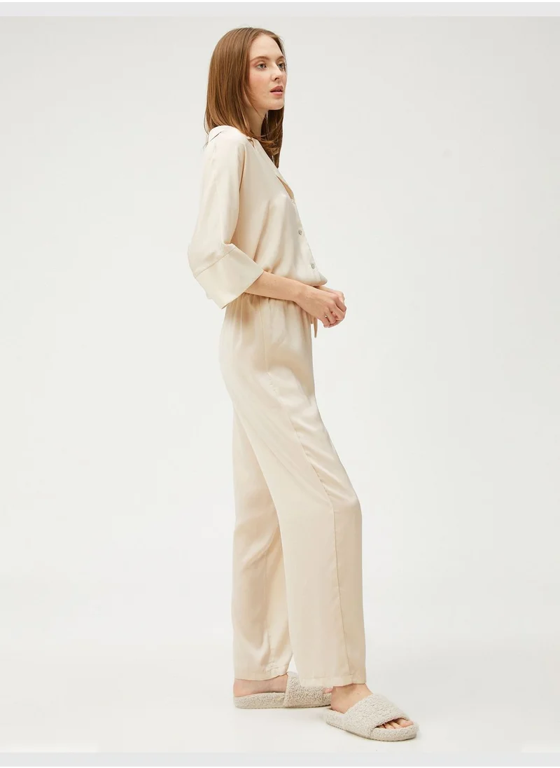 كوتون Satin Elastic Wait Straight Leg Pyjama Bottom