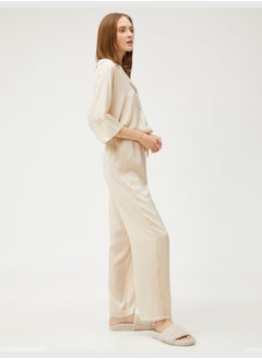 KOTON Satin Elastic Wait Straight Leg Pyjama Bottom  - Image 2