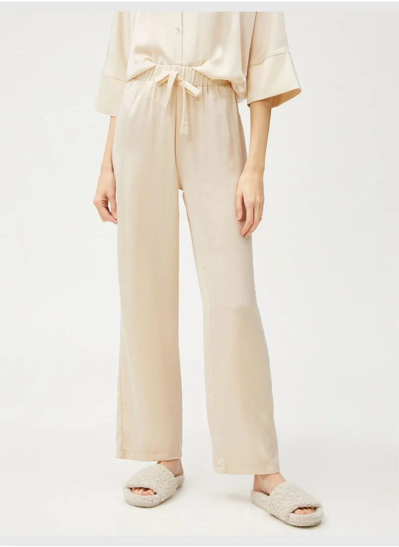 KOTON Satin Elastic Wait Straight Leg Pyjama Bottom